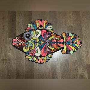 Handmade one of a kind Colorful Fish-Shaped Rug